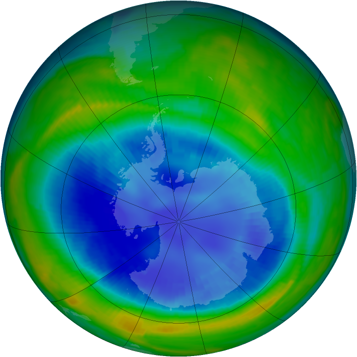 Antarctic ozone map for 28 August 1997